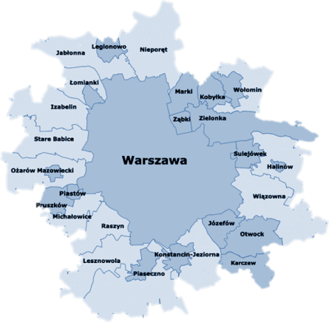 Mapa lokalizacji wywozu gruzu – Warszawa i okolice